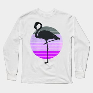 Flamingo Silhouette Reto Style Long Sleeve T-Shirt